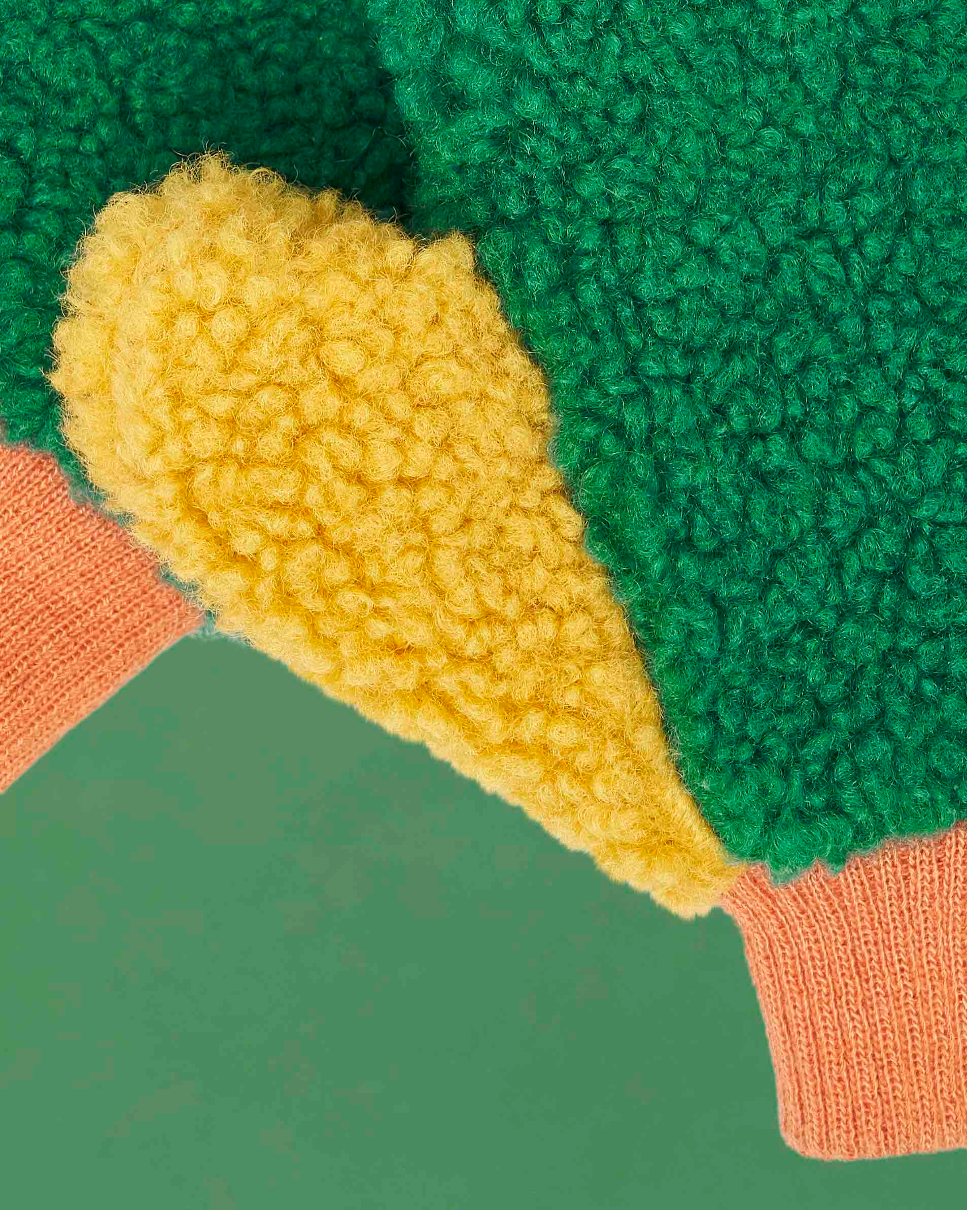 ROARSOME FLEECE MITTENS - GREEN/ORANGE