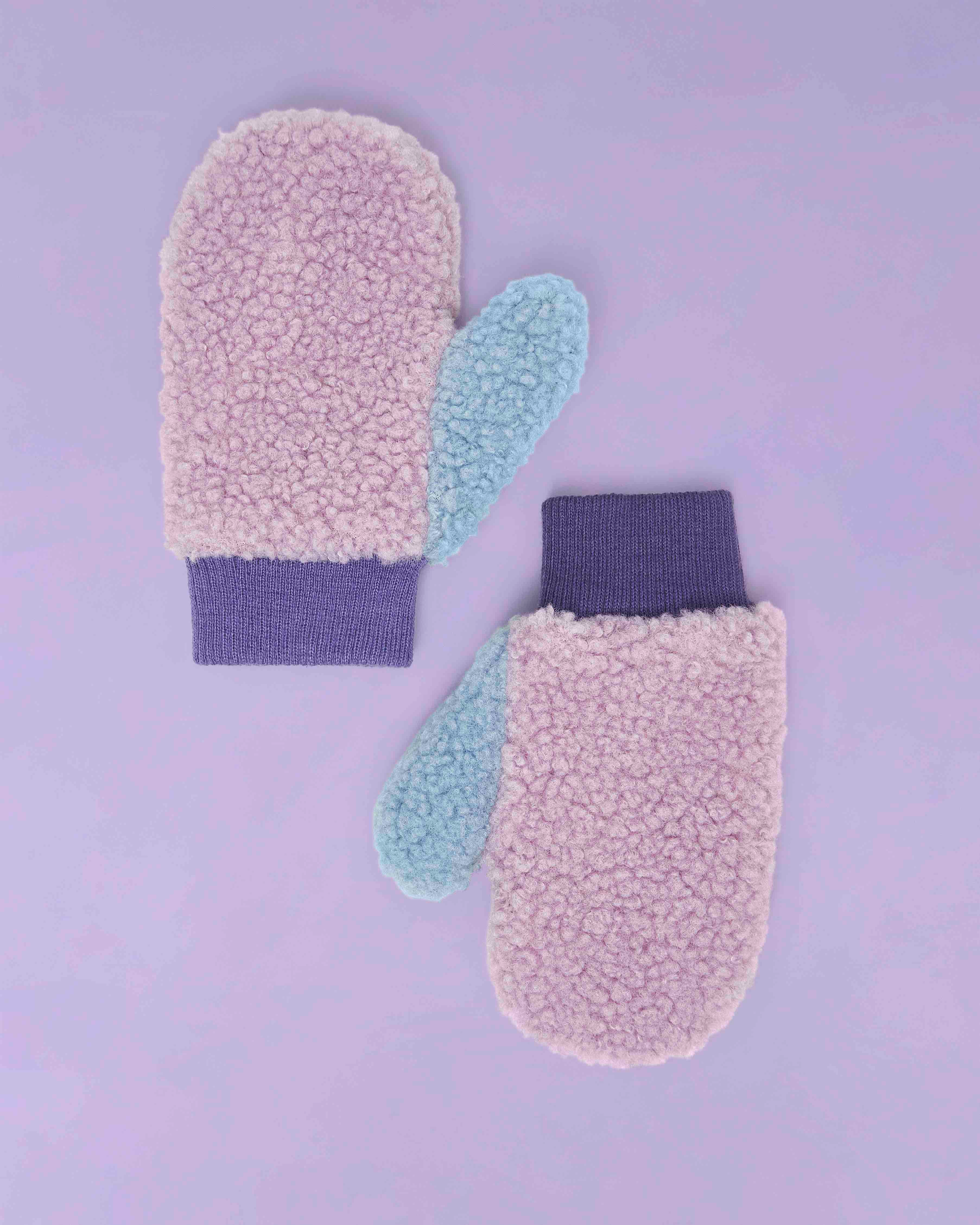 ROARSOME FLEECE MITTENS - PINK/LILAC