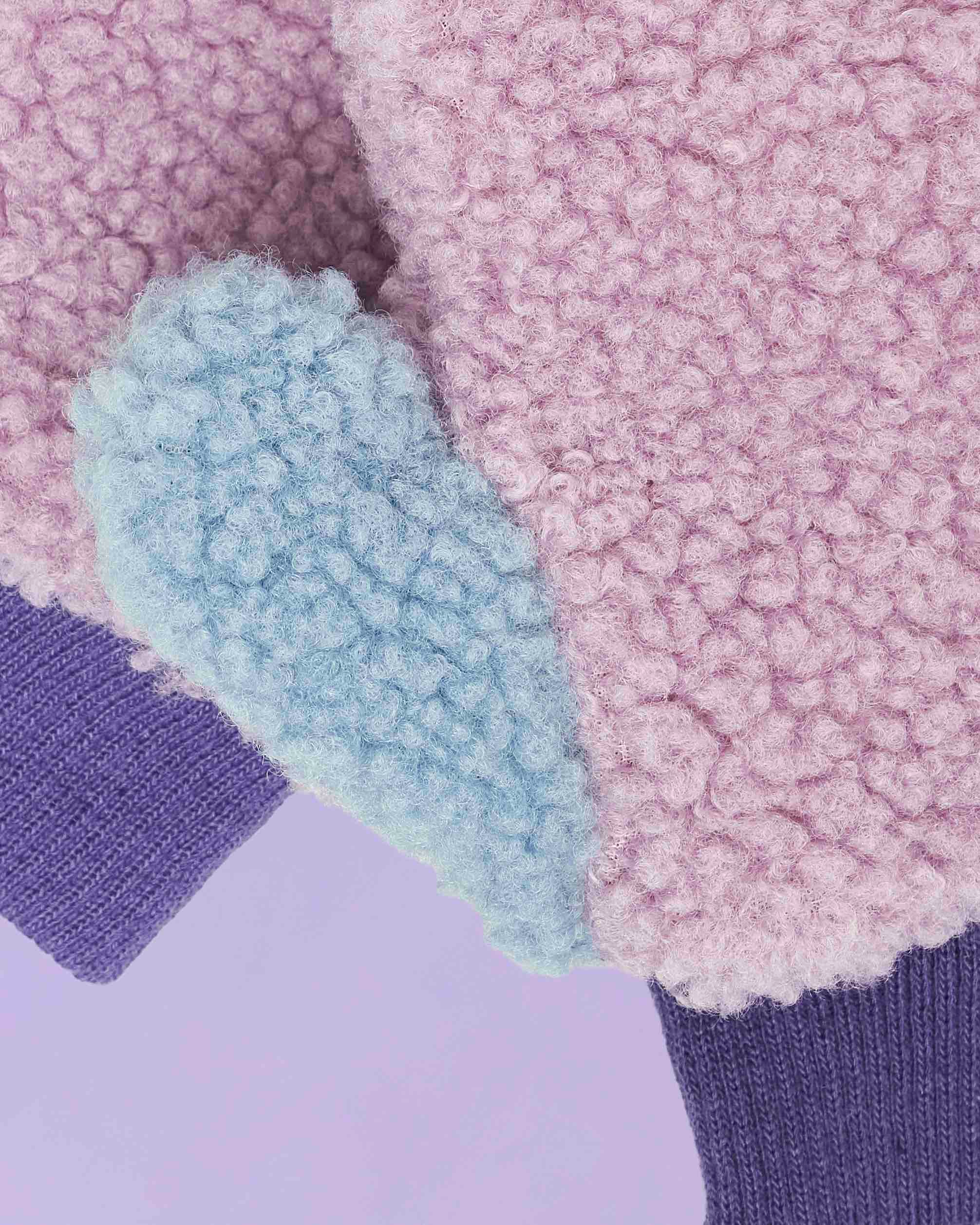 ROARSOME FLEECE MITTENS - PINK/LILAC