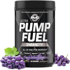 PMD SPORTS PUMP FUEL ULTRA INSANITY PRE WORKOUT POWDER FOCUS, ENDURANCE RECOVERY, WILD GRAPE