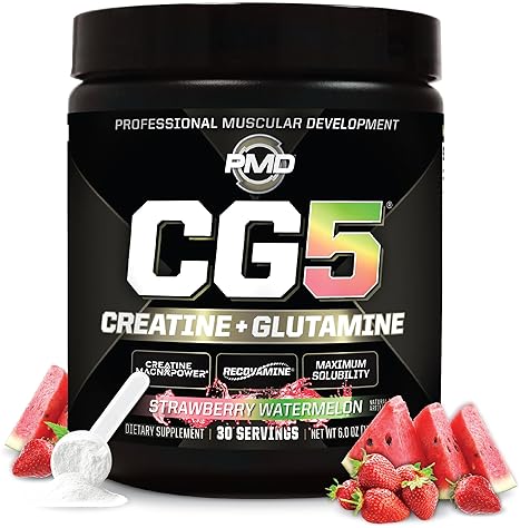 PMD SPORTS CG5 CREATINE L GLUTAMINE POWDER, STRAWBERRY WATERMELON, 30 SERVINGS, MUSCLE RECOVERY