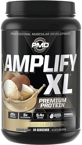 PMD SPORTS AMPLIFY XL WHEY PROTEIN WITH HYDRO GREENS, GLUTAMINE SUPERFOODS - VANILLA, 24 SERVINGS