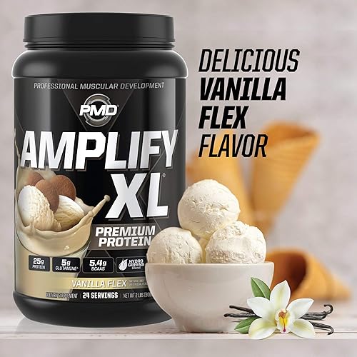 PMD SPORTS AMPLIFY XL WHEY PROTEIN WITH HYDRO GREENS, GLUTAMINE SUPERFOODS - VANILLA, 24 SERVINGS
