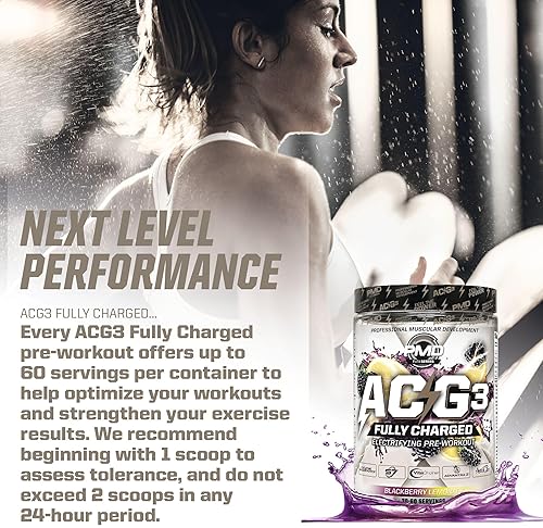 PMD SPORTS ACG3 FULLY CHARGED PRE WORKOUT POWDER BLACKBERRY LEMONADE - ENERGY, FOCUS PUMP