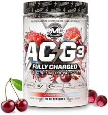 PMD SPORTS ACG3 FULLY CHARGED CHERRY SLUSH PRE WORKOUT POWDER ENERGY, FOCUS ENDURANCE BOOST