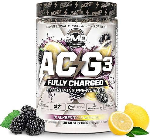 PMD SPORTS ACG3 FULLY CHARGED PRE WORKOUT POWDER - ENERGY, FOCUS ENDURANCE BOOST - BLACKBERRY LEMONA
