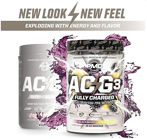PMD SPORTS ACG3 FULLY CHARGED PRE WORKOUT POWDER - ENERGY, FOCUS ENDURANCE BOOST - BLACKBERRY LEMONA
