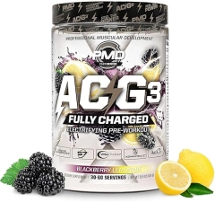 PMD SPORTS ACG3 FULLY CHARGED PRE WORKOUT POWDER - ENERGY, FOCUS ENDURANCE BOOST - BLACKBERRY LEMONA