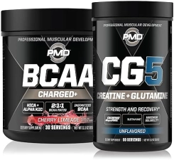 PMD SPORTS CG5 CREATINE L-GLUTAMINE POWDER 60 SERVINGS BCAA CHARGED CHERRY LIMEADE 30 SERVINGS