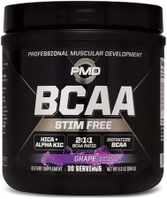 PMD SPORTS STIM-FREE BCAA POWDER GRAPE - MUSCLE RECOVERY, ENERGY PERFORMANCE BOOST, 30 SERVINGS