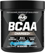 PMD SPORTS BCAA CHARGED AMINO ACID DRINK MIX BLUE SNOW CONE - 30 SERVINGS FOR MUSCLE ENERGY