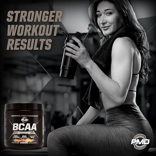 PMD SPORTS BCAA CHARGED SOUR PEACH RING AMINO ACID DRINK MIX FOR MUSCLE ENERGY, 30 SERVINGS