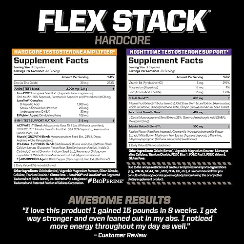 PMD SPORTS FLEX STACK HARDCORE 24H MUSCLE GROWTH, STRENGTH, RECOVERY, LIBIDO SLEEP - 180 CAPS