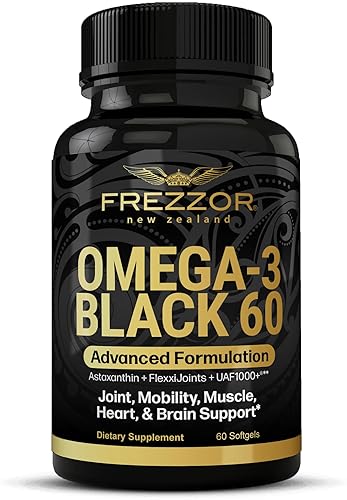 FREZZOR OMEGA 3 BLACK GREEN LIPPED MUSSEL OIL CAPSULES FOR JOINT CARE, 60 SOFTGELS, NO FISHY AFTERTA
