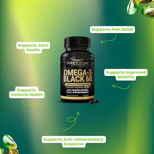FREZZOR OMEGA 3 BLACK GREEN LIPPED MUSSEL OIL CAPSULES FOR JOINT CARE, 60 SOFTGELS, NO FISHY AFTERTA