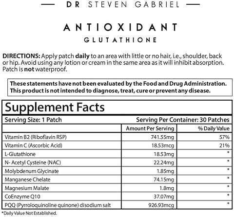 DRSG DR. STEVEN GABRIEL GLUTATHIONE ANTIOXIDANT SKIN BRIGHTENING PATCH 30 DAY SUPPLY