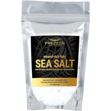 FREZZOR FLAKY SEA SALT, 8.8 OUNCES OF PREMIUM GOURMET SEA SALT FLAKES FROM NEW ZEALAND, 80 MINERALS & TRACE ELEMENTS, 100% ALL-NATURAL, SOLAR & WIND HARVESTED SALT, NO MICROPLASTICS, 1 POUCH