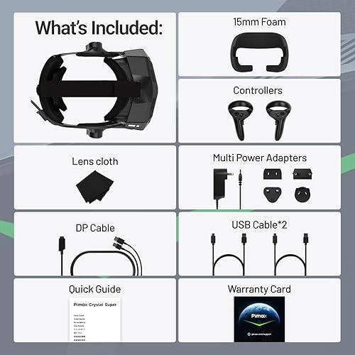 PIMAX CRYSTAL VR HEADSET 50PPD 3840X3840 PER EYE ULTRA-SHARP 127 FOV FOR FLIGHT SIMS GAMES