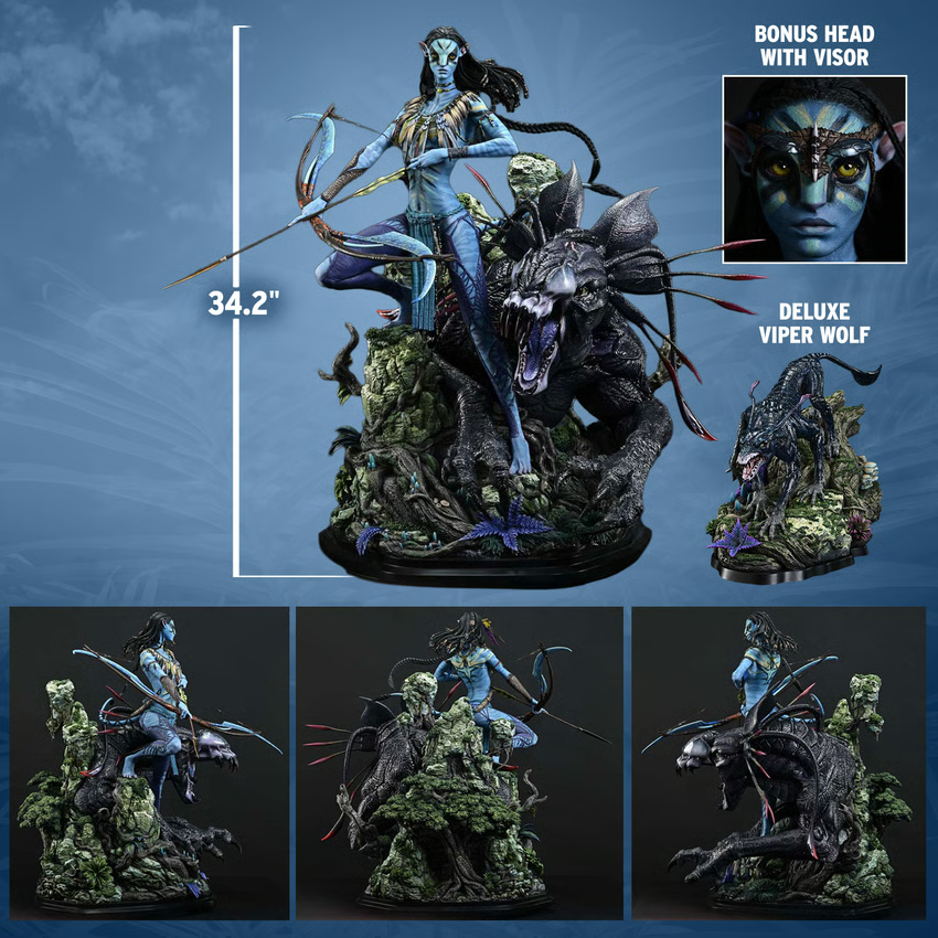 SIDESHOW NEYTIRI & THANATOR (DELUXE BONUS VERSION) QUARTER SCALE STATUE BY PRIME 1 STUDIO