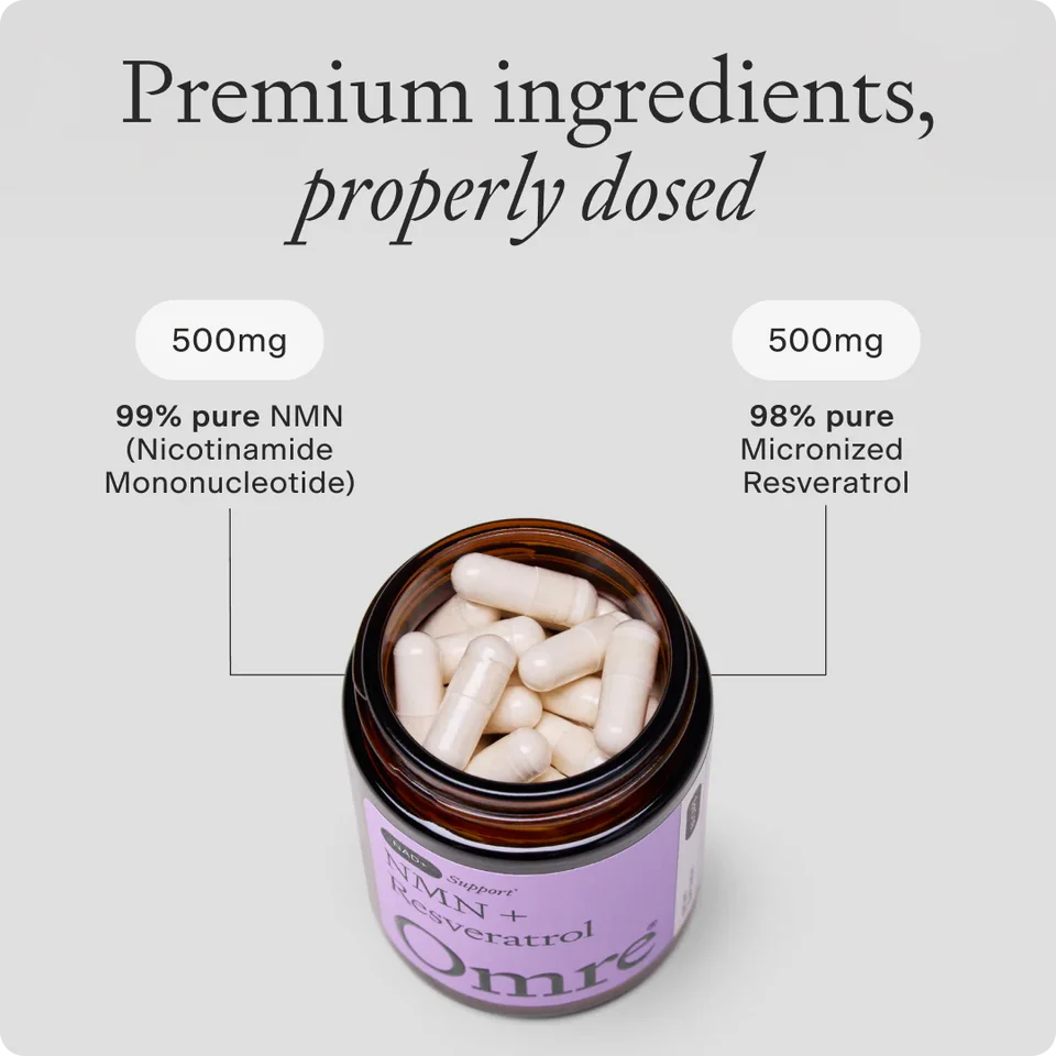 OMRE NAD+ SUPPORT  1182 REVIEWS NMN + RESVERATROL