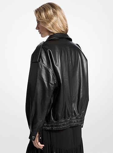 MICHAEL KORS WOMENS OVERSIZED LEATHER JACKET STYLISH DESIGNER OUTERWEAR FOR WOMEN