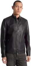 MICHAEL KORS MENS LEATHER RACER JACKET STYLISH GENUINE LEATHER MOTORCYCLE JACKET