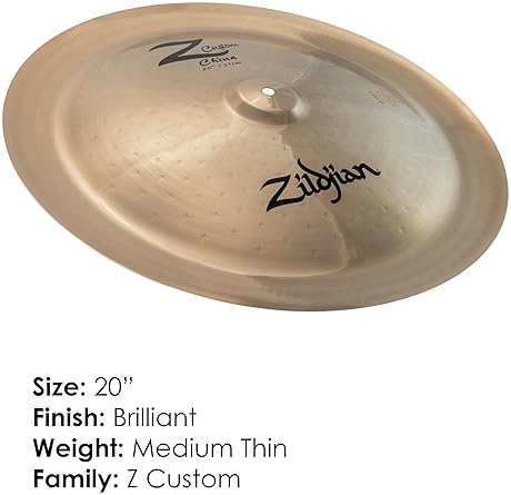 ZILDJIAN Z CUSTOM 20 INCH CHINA CYMBAL PROFESSIONAL DRUM CYMBAL FOR POWERFUL SOUND