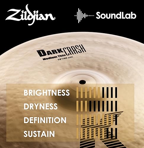 ZILDJIAN 18 INCH K DARK CRASH CYMBAL MEDIUM THIN - PROFESSIONAL DRUM CYMBAL