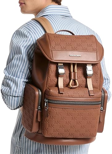 MICHAEL KORS MENS JET SET TRIPLE POCKET MATTE PEBBLE EMBOSSED LEATHER BACKPACK LUGGAGE