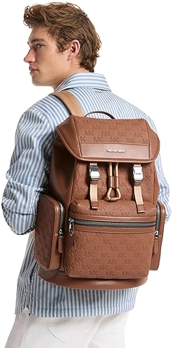 MICHAEL KORS MENS JET SET TRIPLE POCKET MATTE PEBBLE EMBOSSED LEATHER BACKPACK LUGGAGE