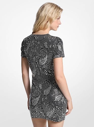 MICHAEL KORS WOMENS PAISLEY STUDDED MINI DRESS SHORT SLEEVE STYLISH SUMMER OUTFIT