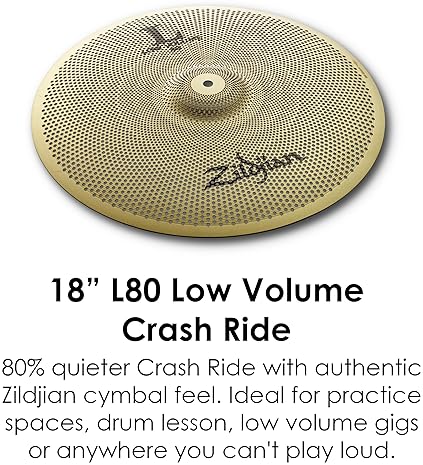 ZILDJIAN L80 LOW VOLUME LV468 DRUM CYMBAL SET - 14 HI-HATS, 16 CRASH, 18 CRASH RIDE