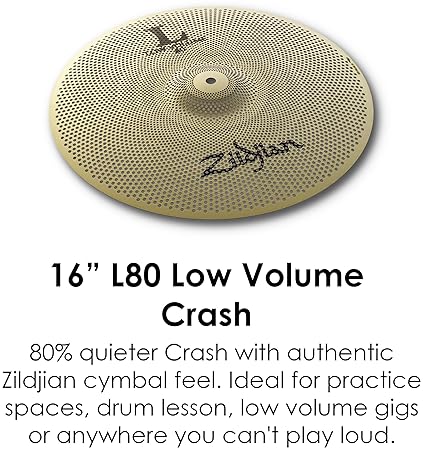 ZILDJIAN L80 LOW VOLUME LV468 DRUM CYMBAL SET - 14 HI-HATS, 16 CRASH, 18 CRASH RIDE