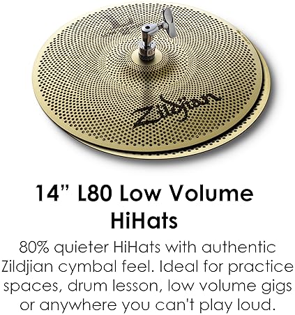 ZILDJIAN L80 LOW VOLUME LV468 DRUM CYMBAL SET - 14 HI-HATS, 16 CRASH, 18 CRASH RIDE