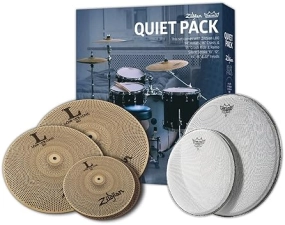 ZILDJIAN QUIET PACK LOW VOLUME DRUM ACCESSORY KIT WITH L80 CYMBALS REMO SILENTSTROKE HEADS