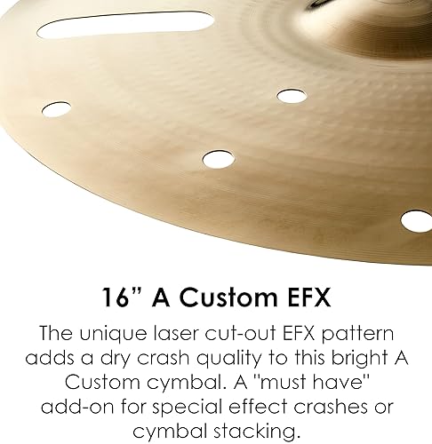 ZILDJIAN A CUSTOM EFX 16 INCH CRASH CYMBAL PROFESSIONAL DRUM CYMBAL