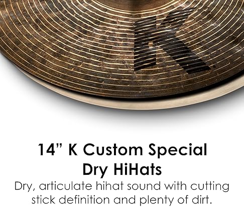 ZILDJIAN 14 K CUSTOM SPECIAL DRY HI-HAT CYMBALS PROFESSIONAL DRUM ACCESSORIES