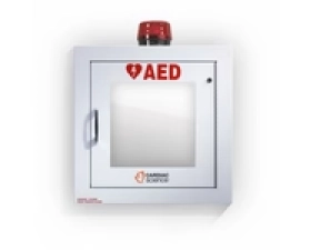 TIGERMEDICAL WALL MOUNTED AED STORAGE CASE WITH STROBE, ALARM & SECURITY SYSTEM CONNECTIVITY