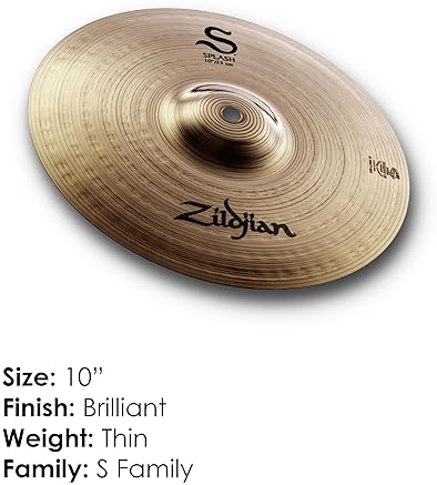 ZILDJIAN 10 INCH S SERIES SPLASH CYMBAL BRIGHT, CRISP SOUND FOR DRUMMERS