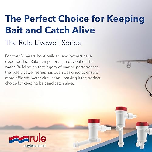 RULE 605C LIVEWELL PUMP 1100 GPH ANGLED THRU-HULL ANTI-AIRLOCK EFFICIENT MARINE BAITWELL