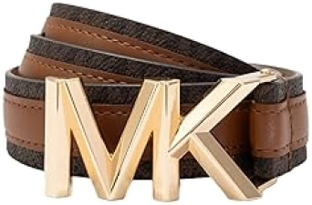 MICHAEL KORS WOMENS 1.1 INCH LEATHER LOGO BELT ADJUSTABLE STYLISH EVERYDAY ACCESSORY