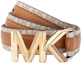 MICHAEL KORS WOMENS 1.1 LOGO LEATHER BELT - ADJUSTABLE STYLISH EVERYDAY ACCESSORY