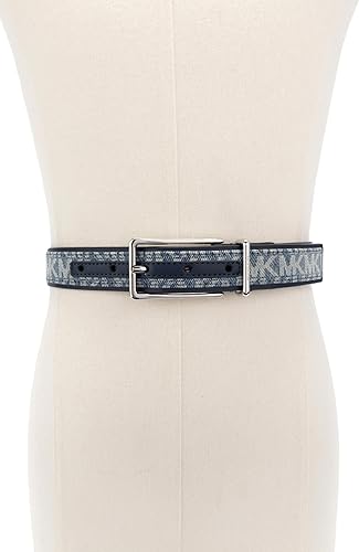 MICHAEL KORS WOMENS 1.2 INCH DENIM LEATHER BELT ADJUSTABLE STYLISH EVERYDAY ACCESSORY
