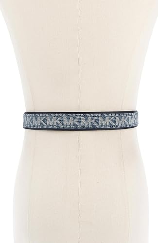 MICHAEL KORS WOMENS 1.2 INCH DENIM LEATHER BELT ADJUSTABLE STYLISH EVERYDAY ACCESSORY