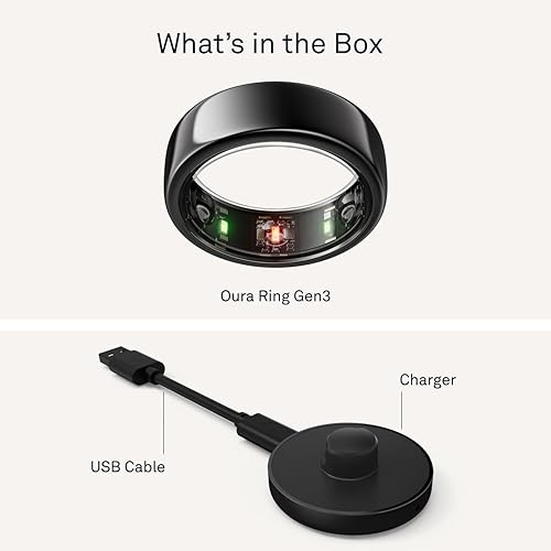 OURA RING GEN3 HORIZON BLACK SIZE 13 WITH SIZING KIT SLEEP FITNESS TRACKER, 5-7 DAY BATTERY