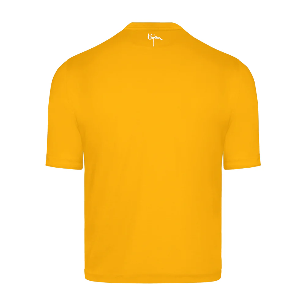BIJAN T-SHIRTS  YELLOW ROUND NECK SHORT SLEEVE T-SHIRT WITH 3 BUTTONS