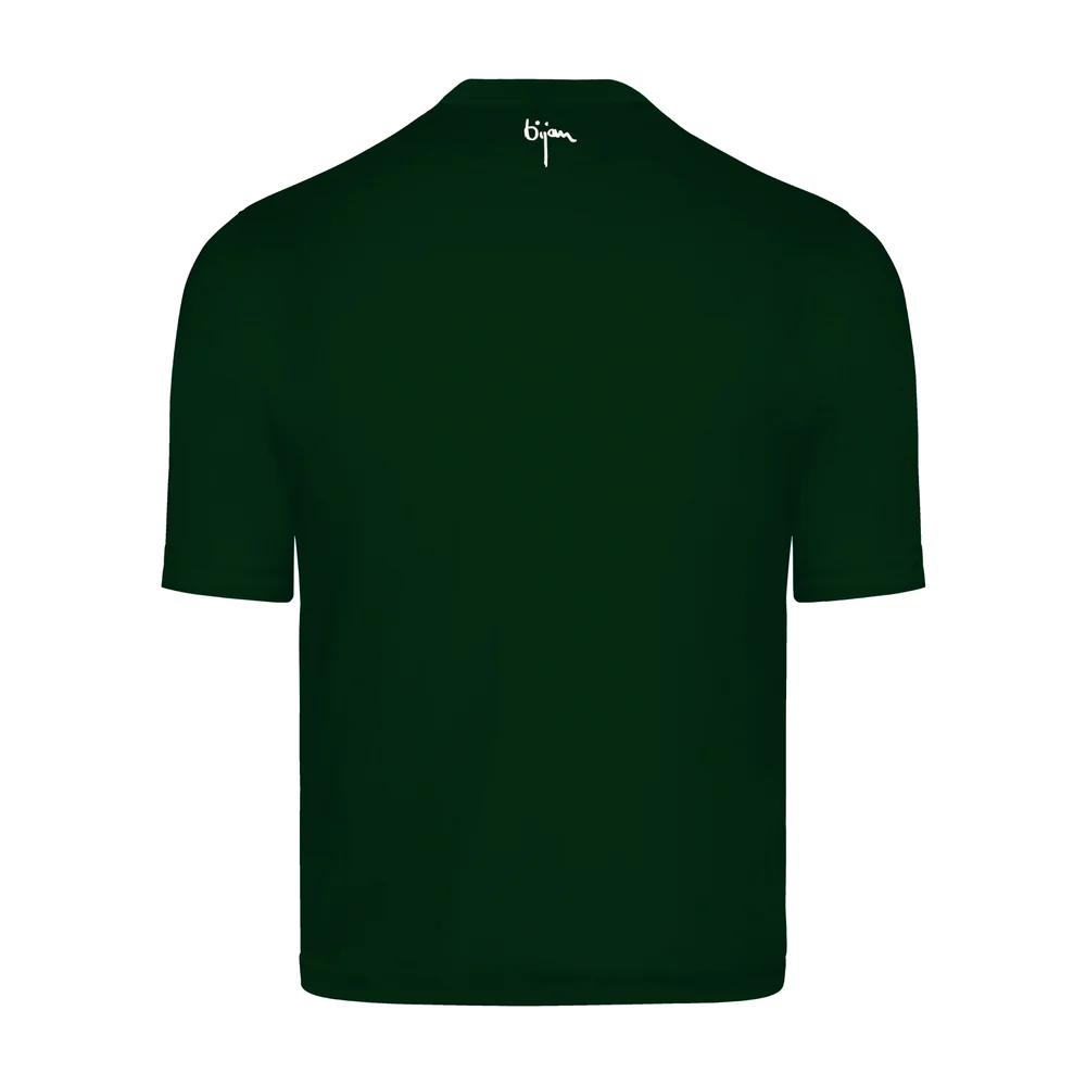 BIJAN GREEN ROUND NECK SHORT SLEEVE T-SHIRT WITH 3 BUTTONS