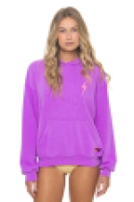 AVIATOR NATION BOLT STITCH RELAXED PULLOVER HOODIE - NEON PURPLE // NEON PINK