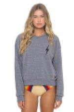 AVIATOR NATION BOLT STITCH RELAXED CREW SWEATSHIRT - HEATHER GREY