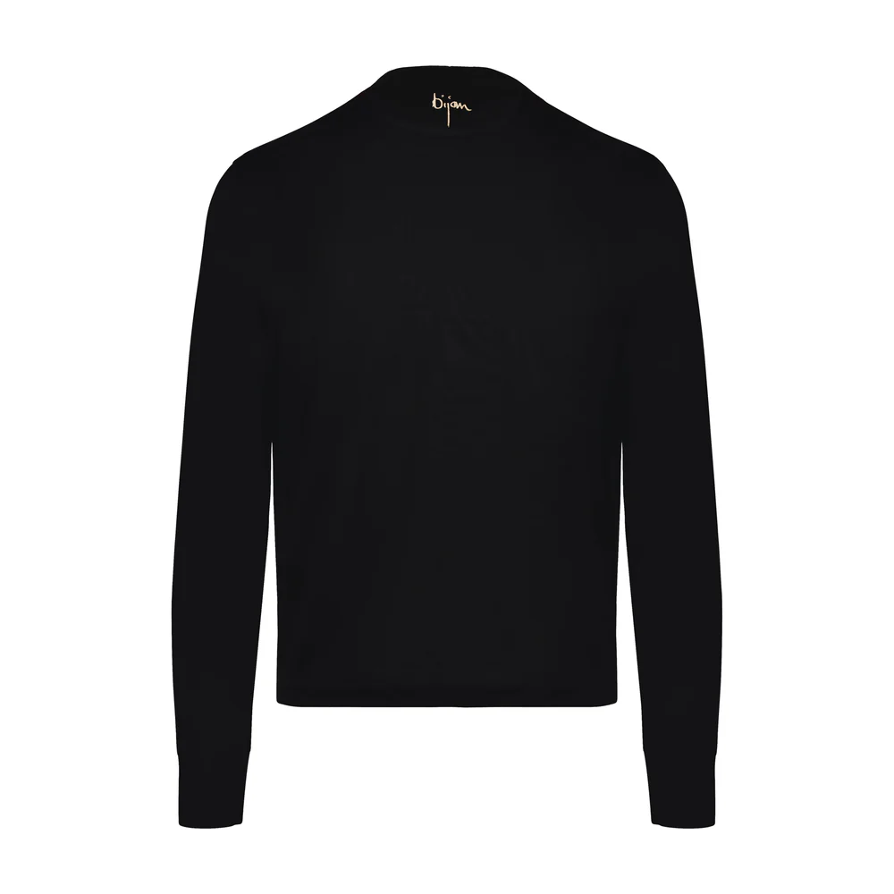 BIJAN BLACK WITH GOLD CREST LONG SLEEVE T-SHIRT